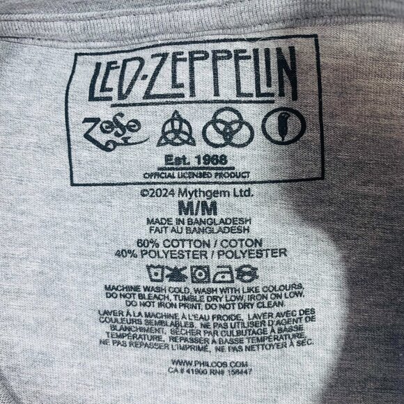LED ZEPPELIN  logo band T-shirt  color grey  men t-shirt size medium - Picture 6 of 10